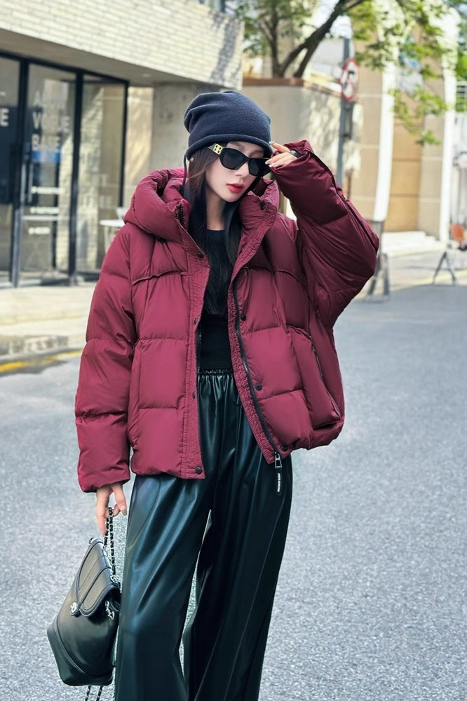 Cropped Oversized Duck Fill Puffer Jacket
