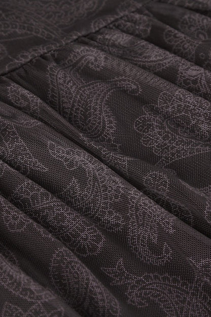 Brown Mesh A-Line Maxi Skirt