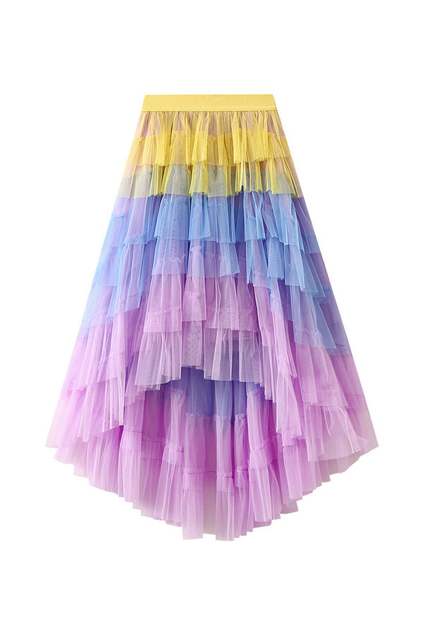 Irregular cake skirt high waist mesh skirt