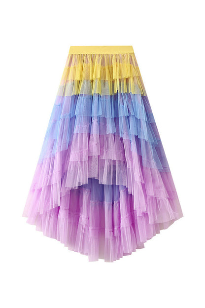 Irregular cake skirt high waist mesh skirt