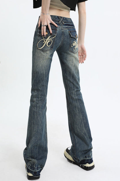 Slim Fit Low Waist Micro Flare Jeans