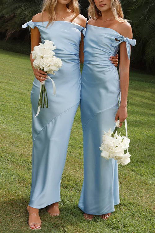 Bow Knot Off Shoulder Maxi Party Dress