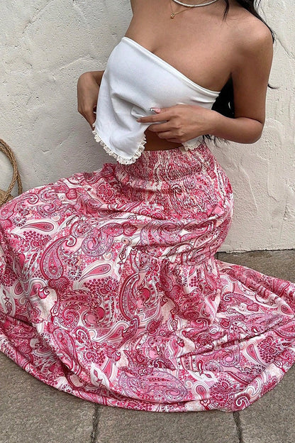 Boho Print A-Line Maxi Skirt