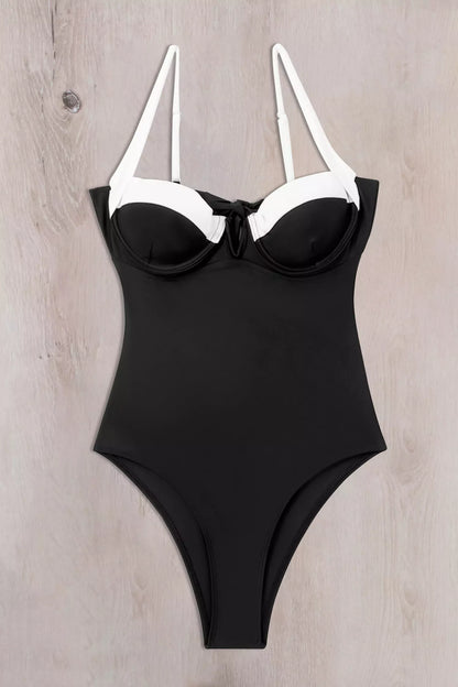 Soleil Black Steel Bra One Piece Swimwear