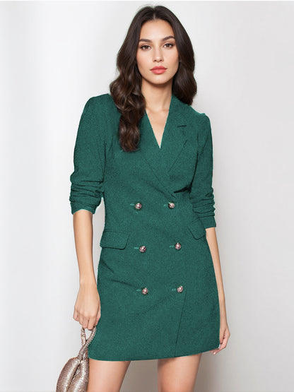 BlazerJacket For Women Turndown Collar Long Sleeves Mini Dresses