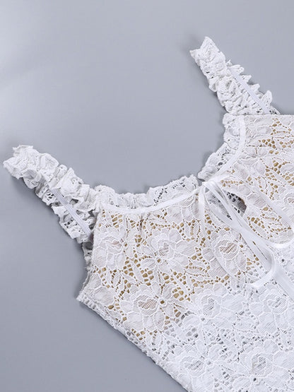 Lace Fungus Strap Tie Up Cami Top