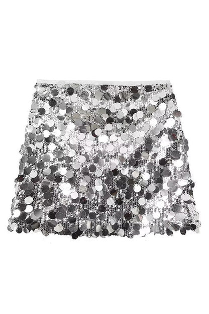 Elastic Waist Sequin Paillette Mini Skirt