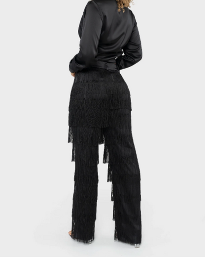 Sexy Slim Fitted Fringe Straight Leg Trousers (Pre-Sale)