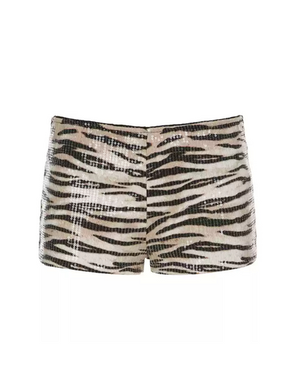Perel Zebra Sequin Shorts