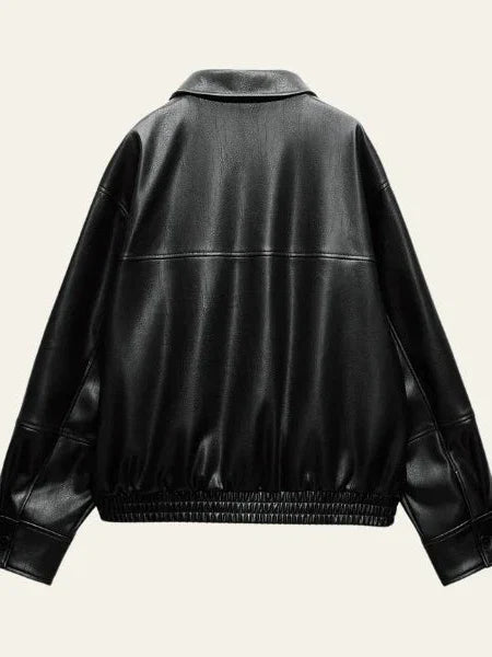 Autumn Faux Leather Bomber Jacket