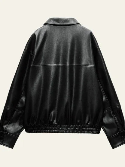 Autumn Faux Leather Bomber Jacket