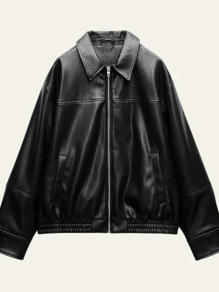 Autumn Faux Leather Bomber Jacket