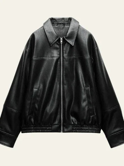 Autumn Faux Leather Bomber Jacket