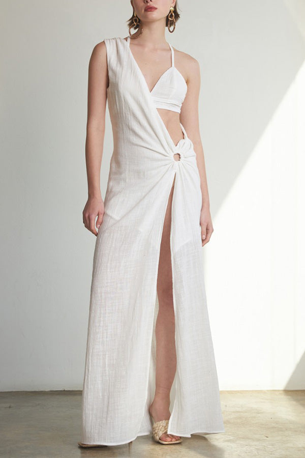 Tulle hoop kaftan dress with bra