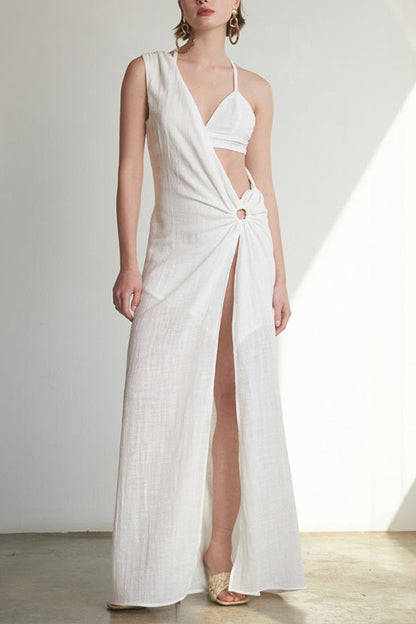 Tulle hoop kaftan dress with bra