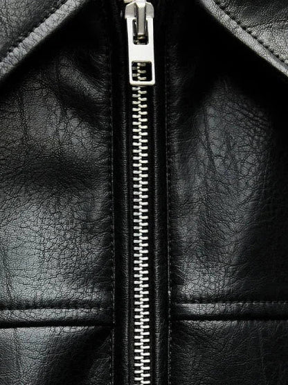 Autumn Faux Leather Bomber Jacket