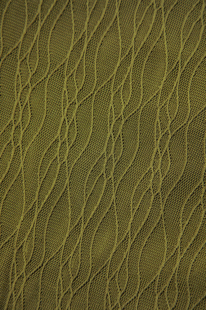 Green Vintage Texture Off Shoulder Asymmetrical Tie Mesh Top