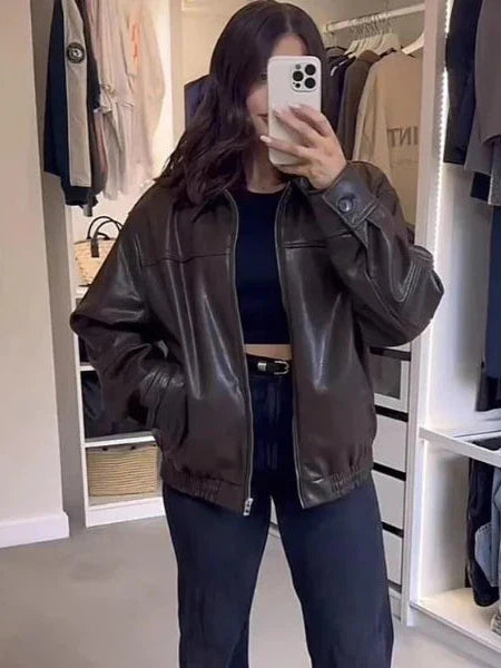 Autumn Faux Leather Bomber Jacket
