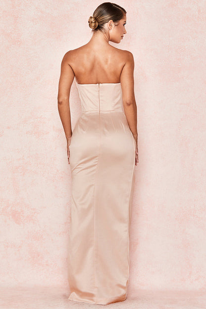 Satin Strapless Corset Maxi Dress