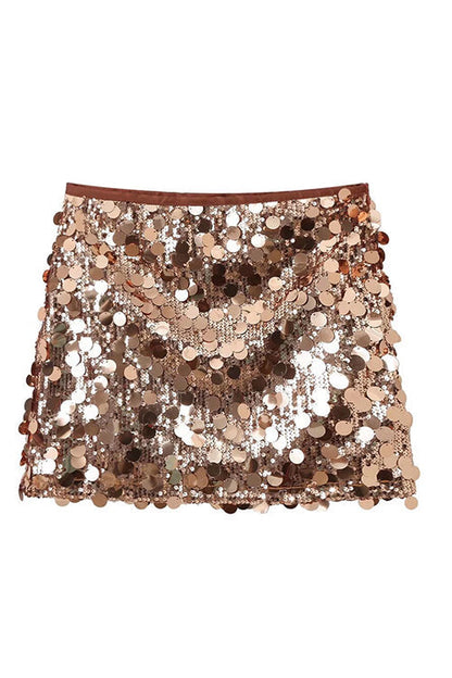 Meridress Elastic Waist Sequin Paillette Mini Skirt