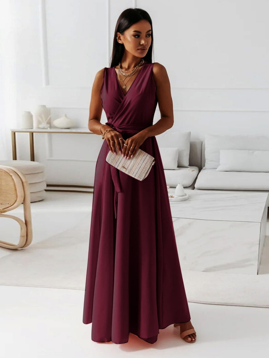 Lace Up V-neck Formal Dress Maxi Dresses