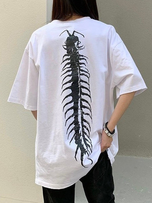 Street Distressed Graphic Print Oversized Short Sleeve Tee