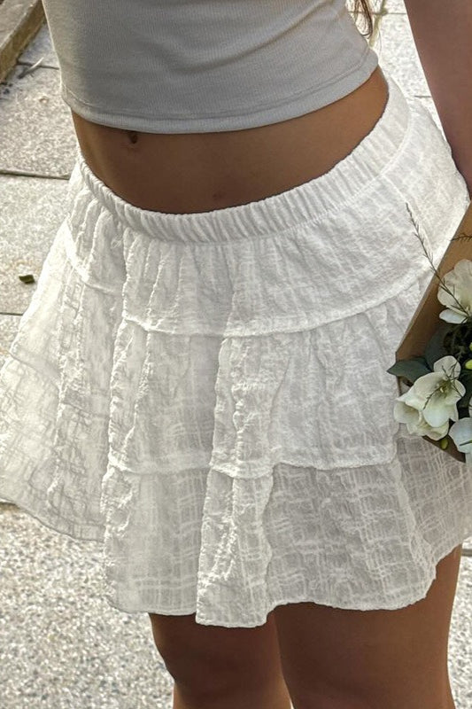 Textured Patchwork Low Waist A-Line Skirt