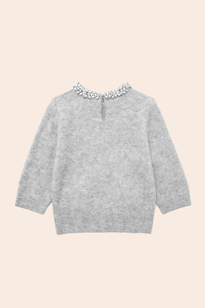 Round Neck Crystal Embellished Knit Jumper