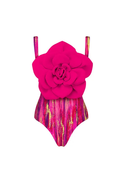 Floral Front Decor Printed One Piece Swimsuit Set