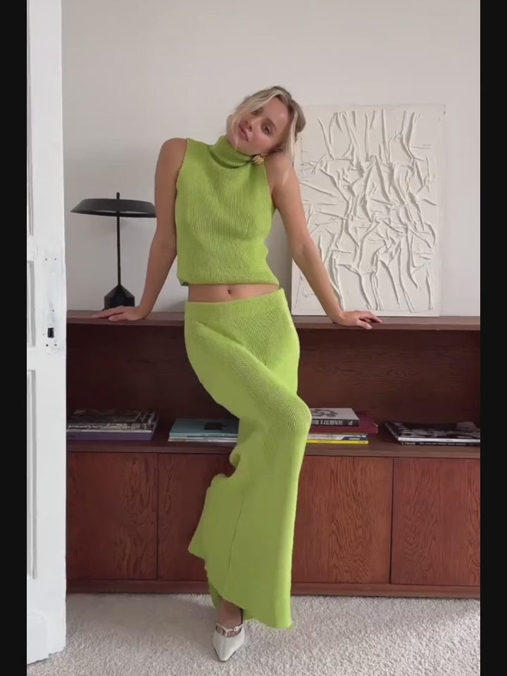 Knit Turtleneck Vest & Maxi Skirt Set