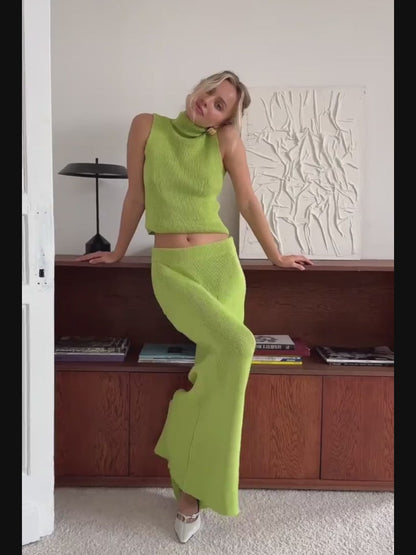 Knit Turtleneck Vest & Maxi Skirt Set
