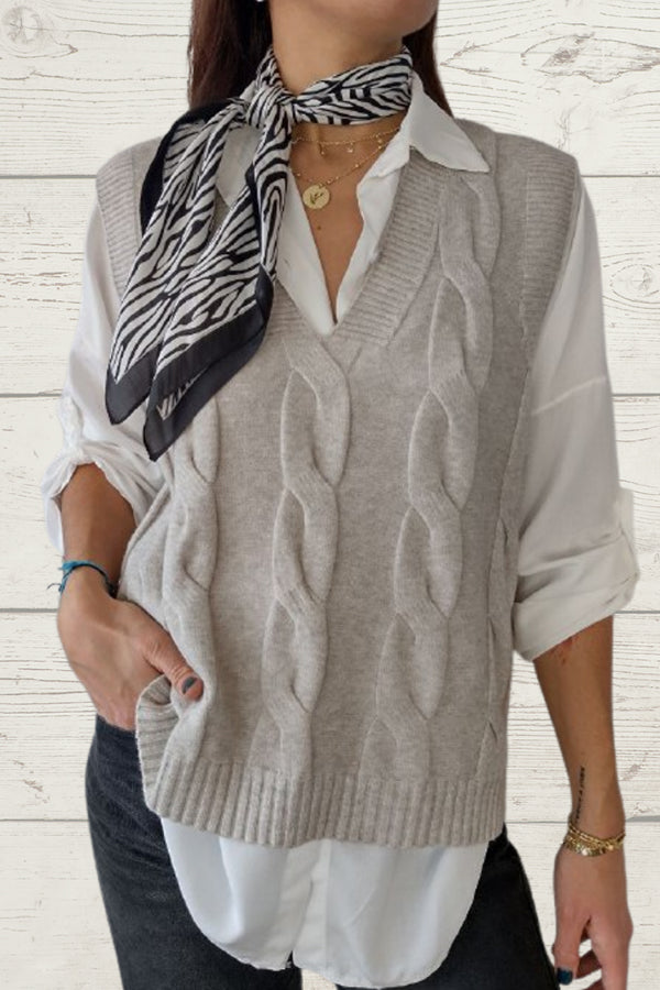 braided sleeveless sweater