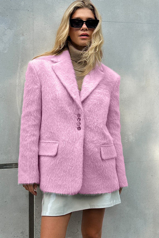 Soft Pile Notch Collar Coat