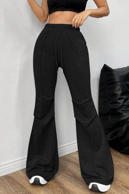 Solid Color Flare Casual Sweat Pants