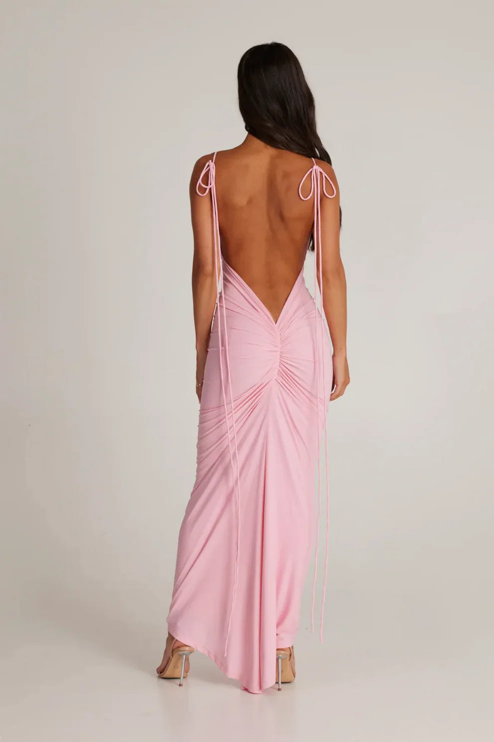 Isabella Grace - Gathered Backless Maxi Dress