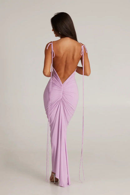 Isabella Grace - Gathered Backless Maxi Dress