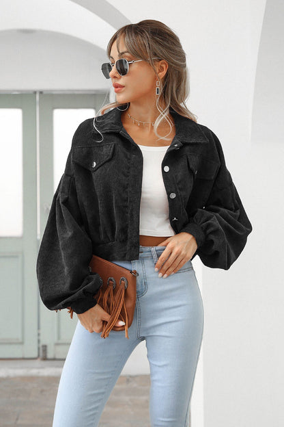 Button Up Corduroy Short Jacket