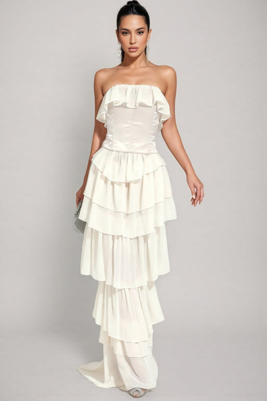 Mirae Apricot Off Shoulder Maxi Dress