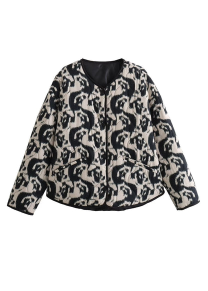 Modern French-Style Printed Cotton Jacket