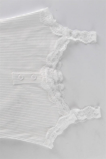 Simple Lace Cami Top Two Piece Shorts Set