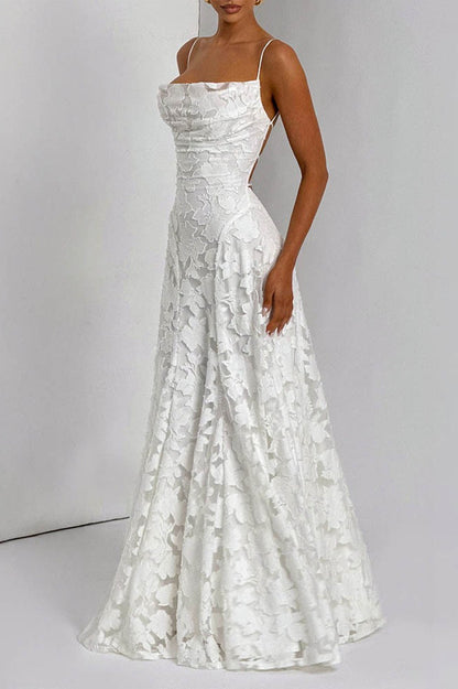 Chiffon Backless Spaghetti Strap Maxi Dress