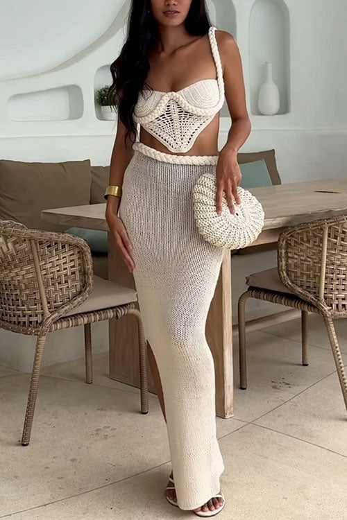 Side Slit Knit Bodycon Maxi Skirt
