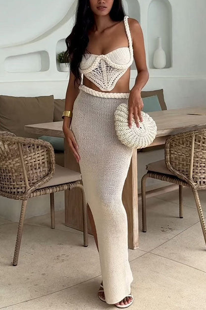 Side Slit Knit Bodycon Maxi Skirt