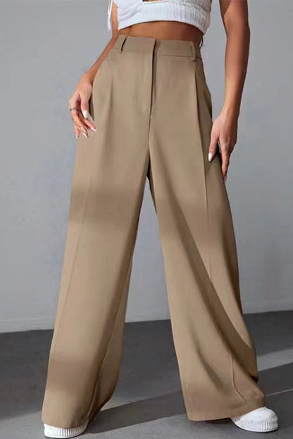 High Rise Wide Leg Pocketed Baggy Pants