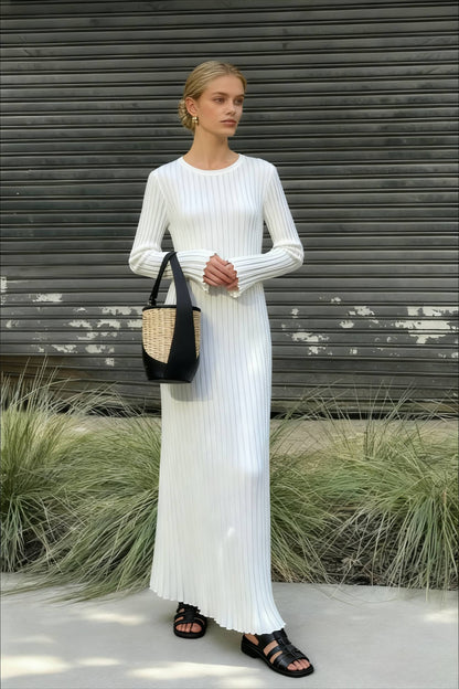Ribbed Knit Tie Waist Dress