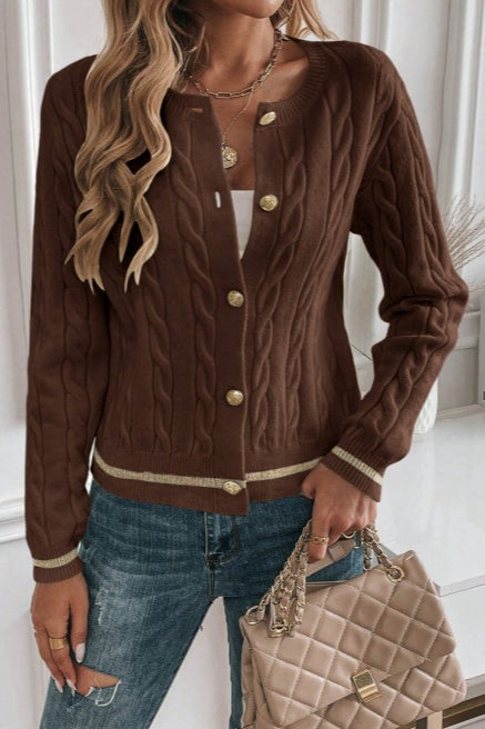 Brown Tweed Heavyweight Cardigan