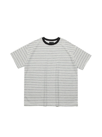 2000s Striped Print Oversized Short Sleeve Tee