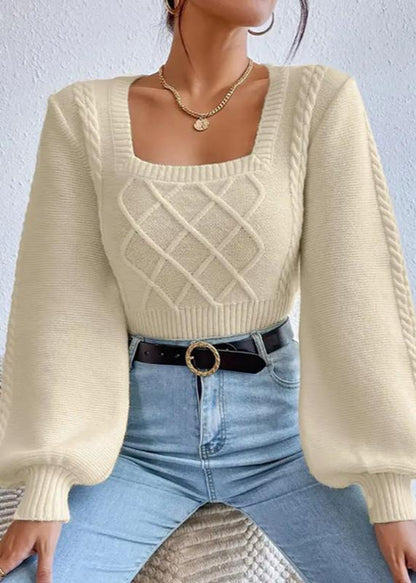 Elegant Square Neck Sweater