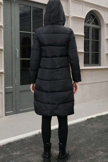 Plus Size Hooded Longline Puffer Coat