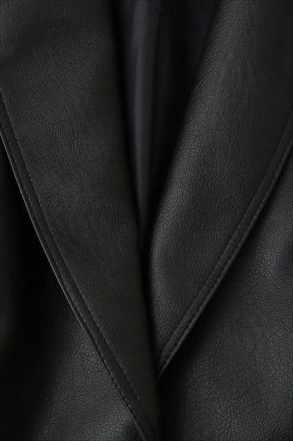 Vintage Belted PU Leather Jacket